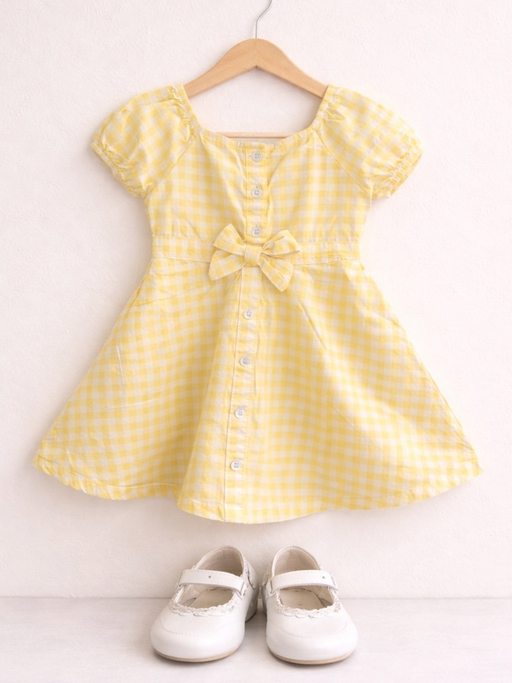Draper James Yellow Gingham Bow-Front Dress